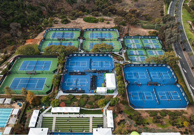 Aerial view of tennis and pickleball court facility